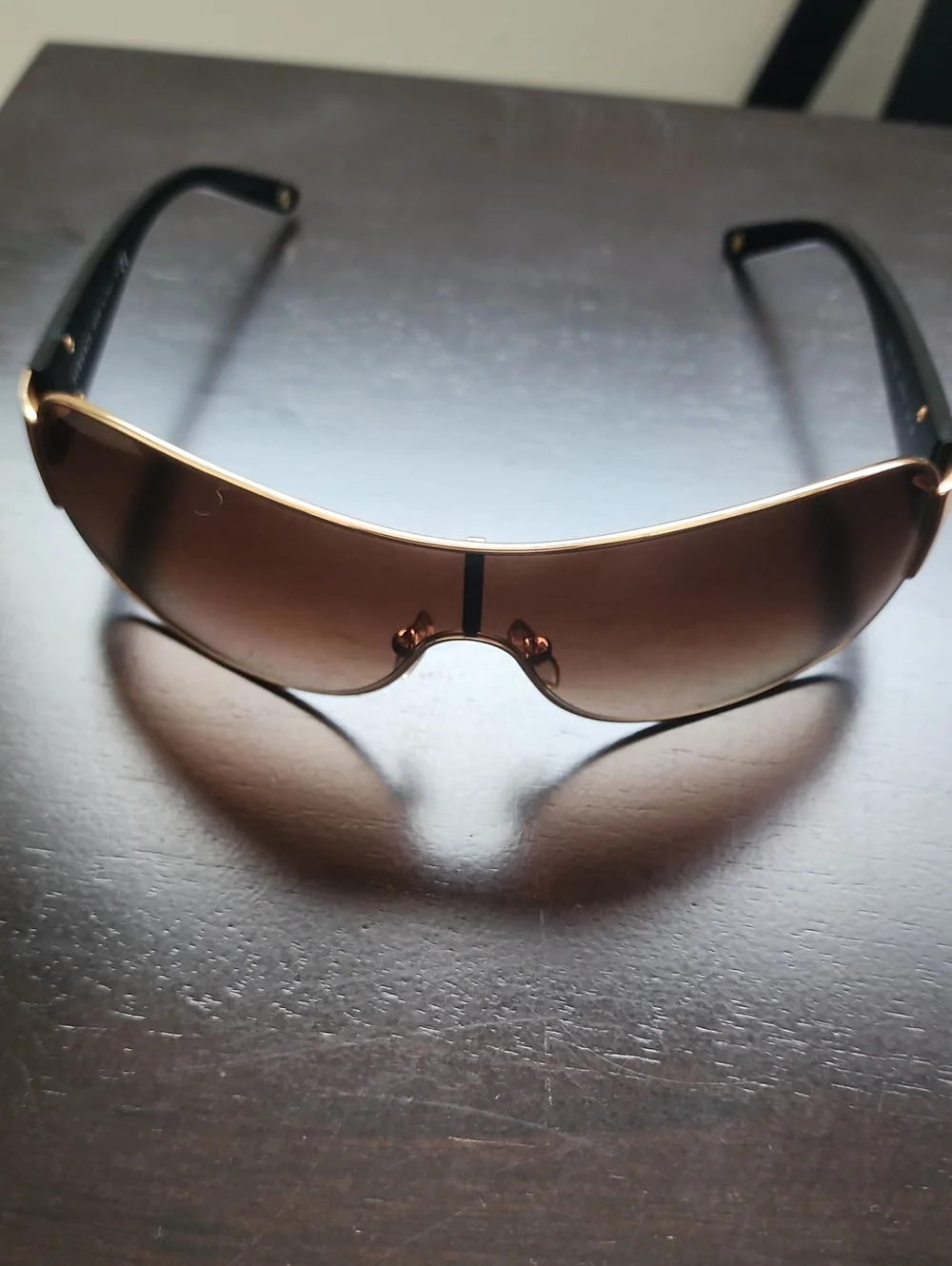 Women's Brown Gradient Shield Sunglasses - Fashion Shield Style